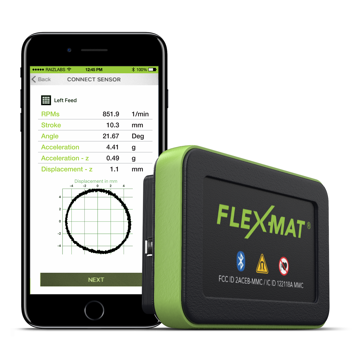 FLEX-MAT Sensor. App-controlled vibration analysis